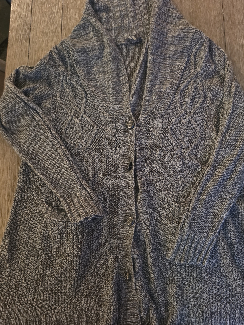 Faded Glory Gray Knit Button-Front Cardigan